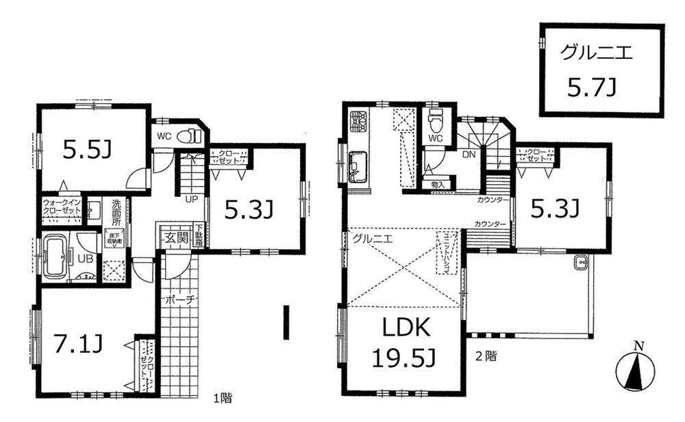Floor plan. 59,800,000 yen, 2LDK + 2S (storeroom), Land area 95.07 sq m , Building area 95 sq m