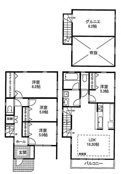 Floor plan. 65,800,000 yen, 3LDK, Land area 90.58 sq m , Building area 99.77 sq m