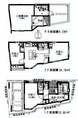 Floor plan. 47,800,000 yen, 3LDK, Land area 47.37 sq m , Building area 72.76 sq m
