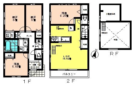 Floor plan. 47,800,000 yen, 2LDK + 2S (storeroom), Land area 90.57 sq m , Building area 87.47 sq m