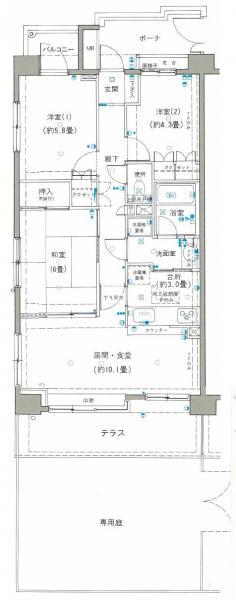 Floor plan. 3LDK, Price 45 million yen, Occupied area 67.71 sq m , Balcony area 14.24 sq m