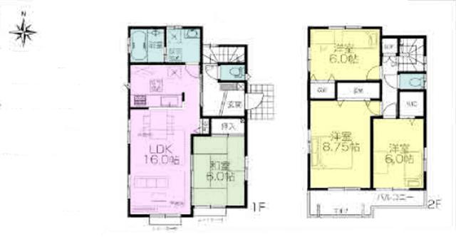 Floor plan. (Building 2), Price 59,900,000 yen, 4LDK, Land area 112.11 sq m , Building area 100.81 sq m