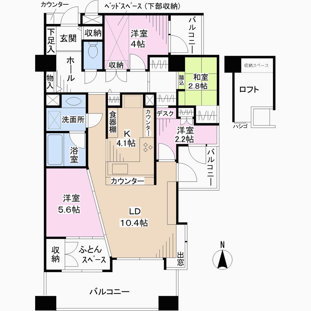 Floor plan. 3LDK, Price 39,800,000 yen, Occupied area 68.24 sq m , Balcony area 12.58 sq m
