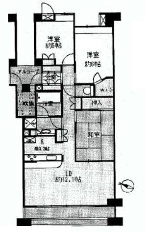 Floor plan. 3LDK, Price 41,600,000 yen, Occupied area 73.68 sq m , Balcony area 12.6 sq m