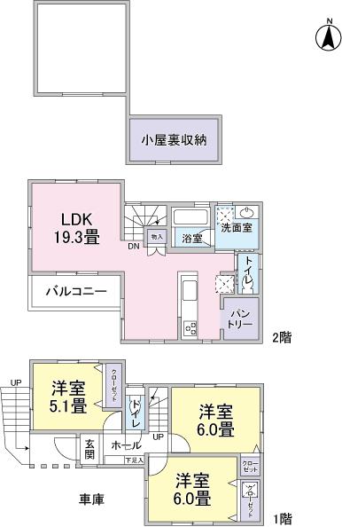 Floor plan. 49,800,000 yen, 3LDK, Land area 89.77 sq m , Building area 83.43 sq m 3LDK