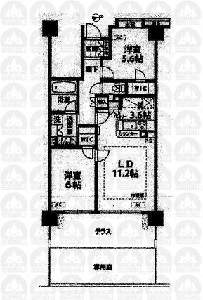 Floor plan. 2LDK, Price 28 million yen, Occupied area 59.27 sq m , Balcony area 12.6 sq m