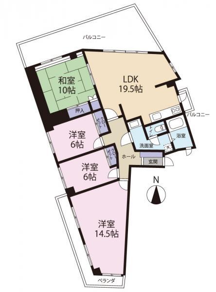 Floor plan. 4LDK, Price 29,800,000 yen, Footprint 113.89 sq m , Balcony area 42 sq m