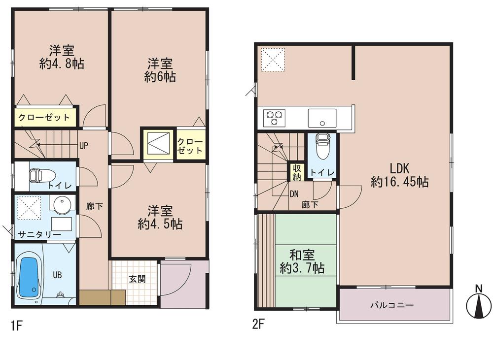 Floor plan. Price 53,800,000 yen, 4LDK, Land area 91.17 sq m , Building area 82.32 sq m