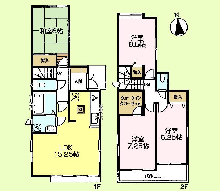 Floor plan. (1 Building), Price 49,800,000 yen, 4LDK, Land area 103.8 sq m , Building area 96.46 sq m