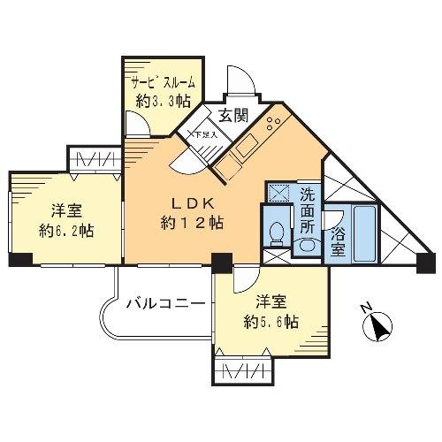 Floor plan. 2LDK + S (storeroom), Price 25,800,000 yen, Occupied area 60.41 sq m , Balcony area 5.71 sq m