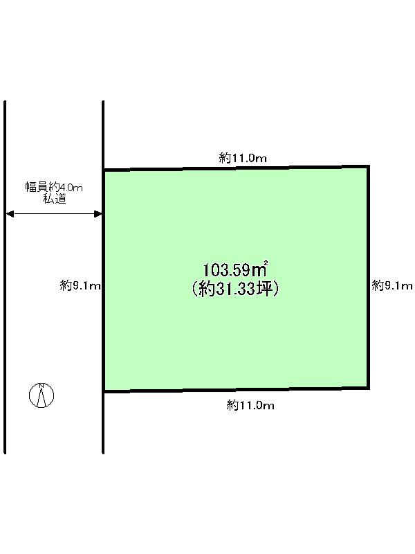 Compartment figure. Land price 36,800,000 yen, Land area 103.59 sq m