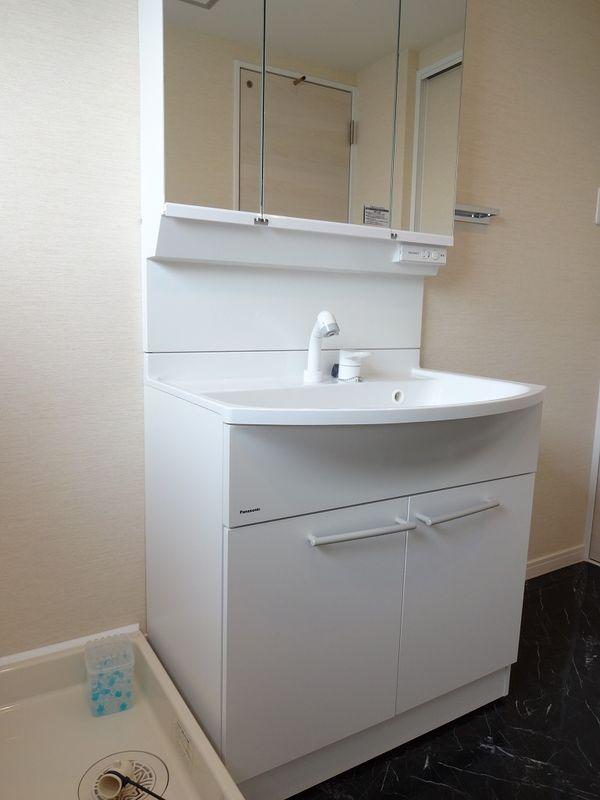 Wash basin, toilet. Bathroom vanity