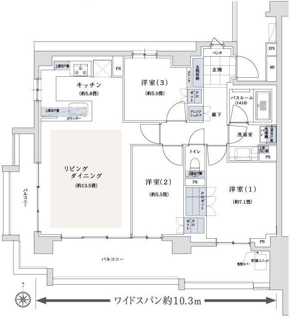 Other. F2 type ・ 3LDK footprint / 80.2 sq m balcony area / 24.09 sq m