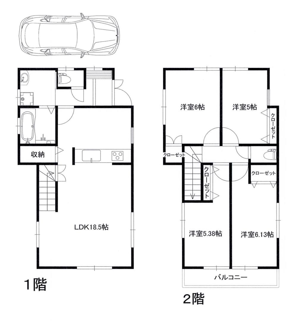 Floor plan. 53,800,000 yen, 4LDK, Land area 95.01 sq m , Building area 92.73 sq m