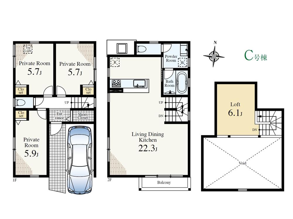 Floor plan. (C Building), Price 48,800,000 yen, 3LDK, Land area 67.9 sq m , Building area 86.11 sq m