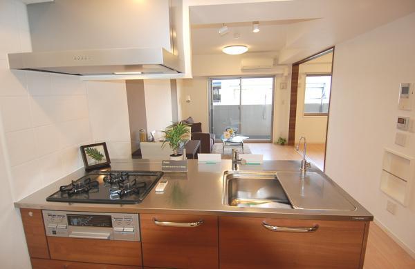 Kitchen. Living room overlooks