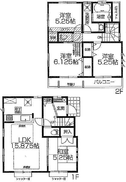 Floor plan. 51,800,000 yen, 4LDK, Land area 89.75 sq m , Building area 89.02 sq m
