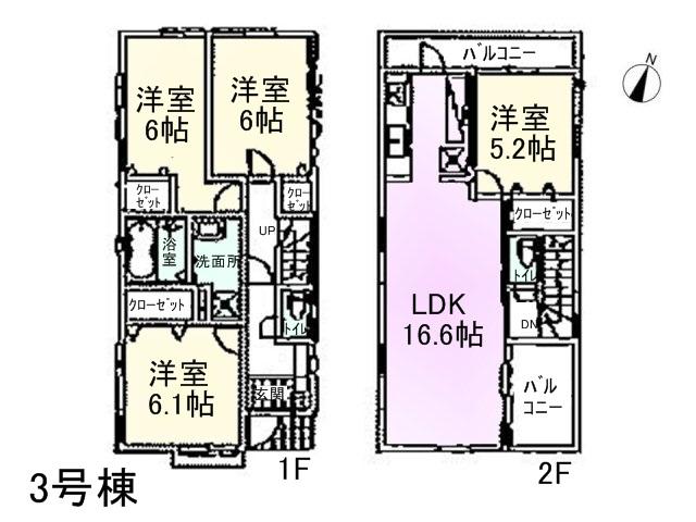 Floor plan. 51,800,000 yen, 3LDK+S, Land area 109.22 sq m , Building area 93.57 sq m Shakujiidai 2-chome Building 3 Floor plan