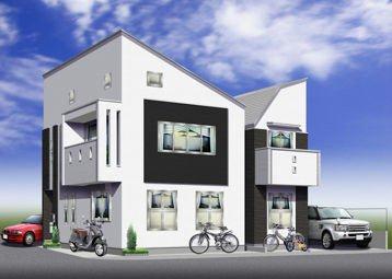 Rendering (appearance). All three buildings, including a corner lot