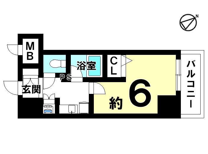 Floor plan. 1K, Price 16,900,000 yen, Occupied area 20.72 sq m , Balcony area 3.15 sq m
