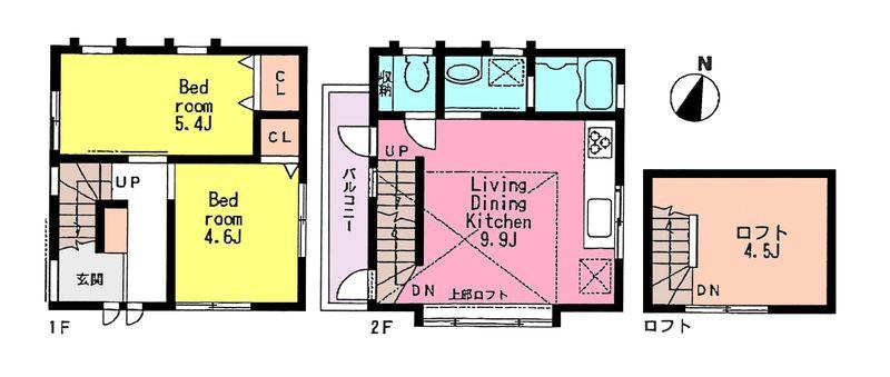 Floor plan. 34,800,000 yen, 2LDK, Land area 55.8 sq m , Building area 50 sq m Nerima New construction