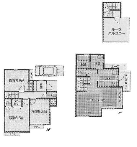 Floor plan. (E Building), Price 44,800,000 yen, 3LDK, Land area 81.09 sq m , Building area 80.59 sq m