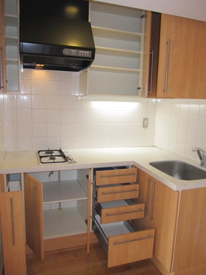 Kitchen. Housed plenty of two-burner system Gasukitchin