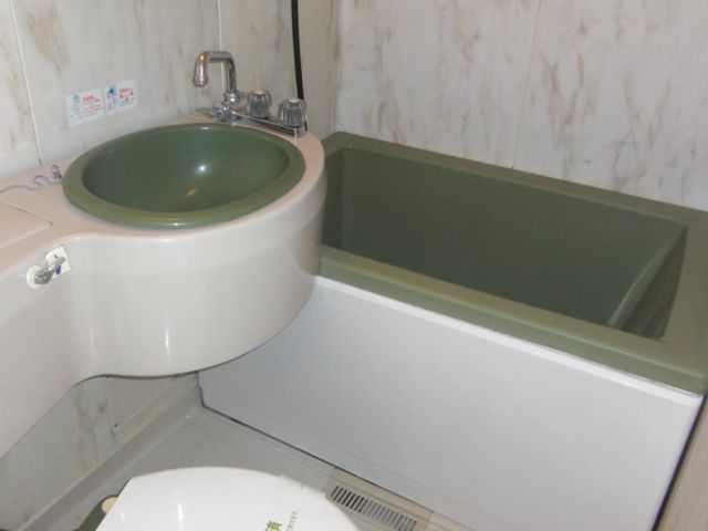 Bath. Green stylish the bathroom. 
