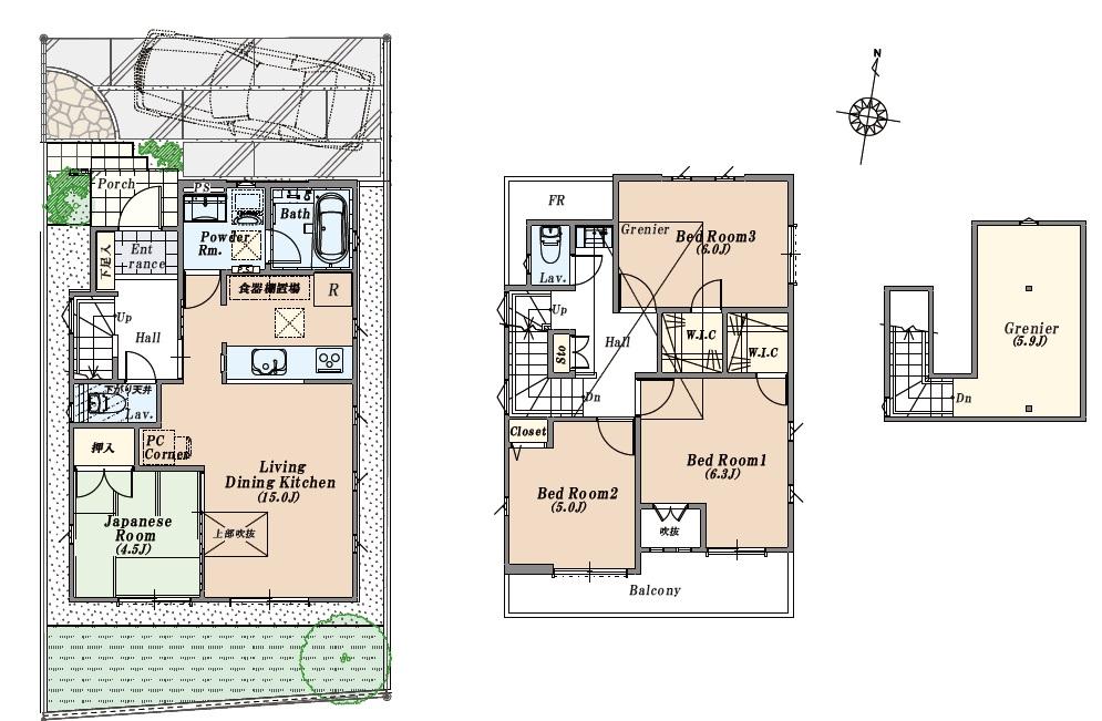 Floor plan. (4 Building), Price 57,800,000 yen, 4LDK, Land area 100.03 sq m , Building area 91.5 sq m
