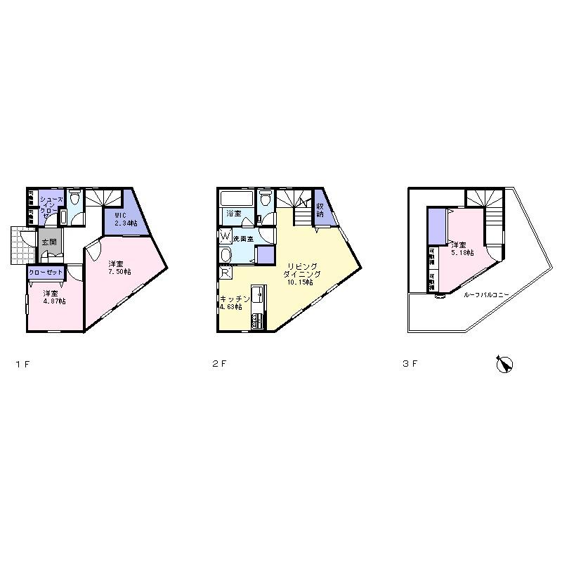 Floor plan. 39,800,000 yen, 3LDK, Land area 61.13 sq m , Building area 92.22 sq m