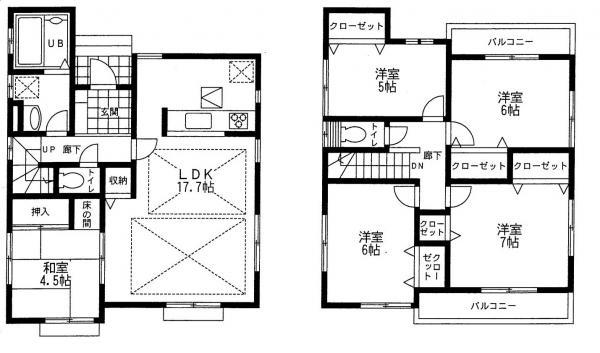 Floor plan. 62,800,000 yen, 5LDK, Land area 121.83 sq m , Building area 109.3 sq m