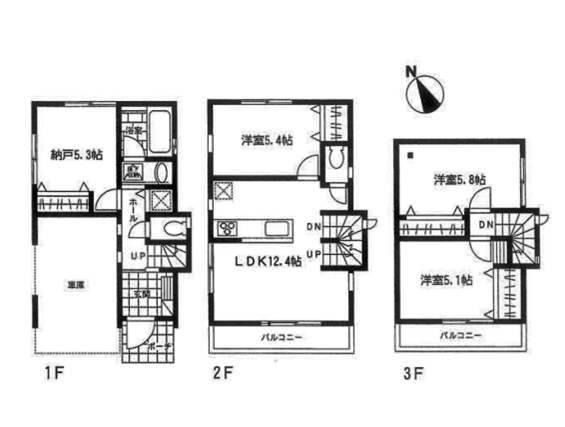 Floor plan. 41,600,000 yen, 4LDK, Land area 59.64 sq m , Building area 93.98 sq m