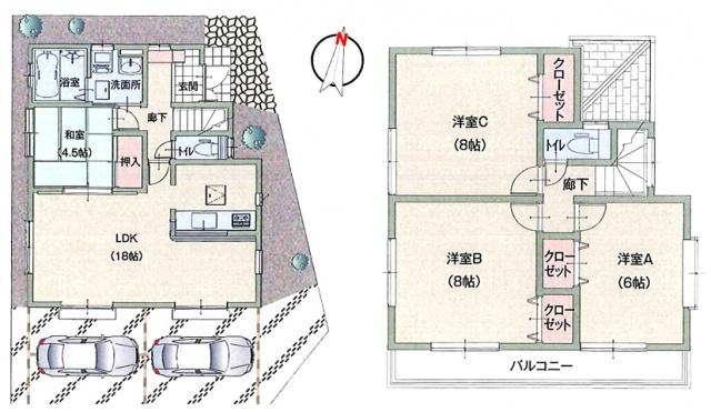 Floor plan. 65,800,000 yen, 4LDK, Land area 110.58 sq m , Building area 101.02 sq m 5 Building