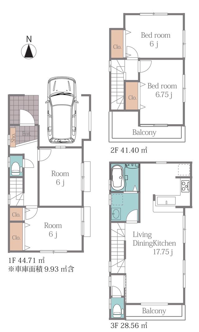 Floor plan. 51,800,000 yen, 4LDK, Land area 75.04 sq m , Building area 125.15 sq m 2 Building floor plan (50.8 million yen)