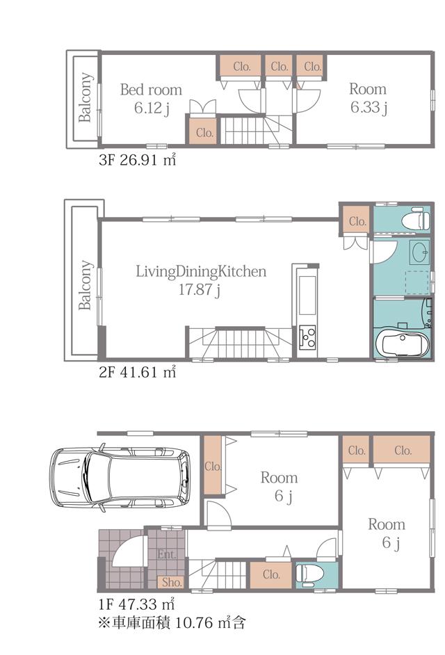Floor plan. 51,800,000 yen, 4LDK, Land area 75.04 sq m , Building area 125.15 sq m 4 Building floor plan (50.8 million yen)