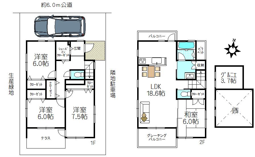 Floor plan. 69,800,000 yen, 4LDK, Land area 103.96 sq m , Building area 103.68 sq m