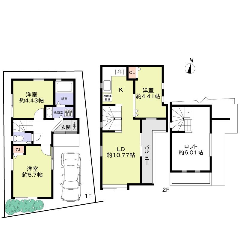 Floor plan. 39,500,000 yen, 2LDK + S (storeroom), Land area 56.53 sq m , Building area 56.26 sq m