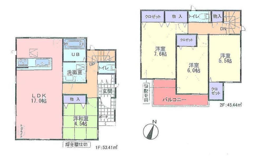 Floor plan. (6 Building), Price 55,800,000 yen, 4LDK, Land area 120 sq m , Building area 98.85 sq m