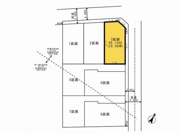 Compartment figure. Land price 43,800,000 yen, Land area 86.15 sq m