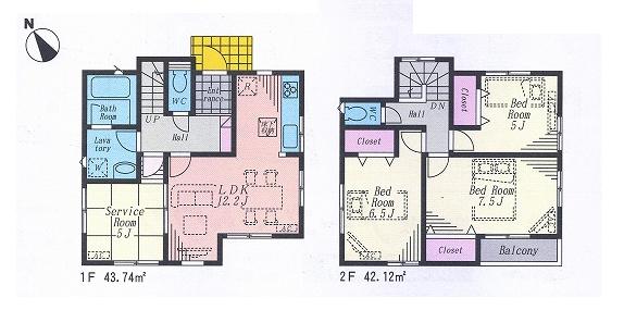 Floor plan. (5 Building), Price 36,800,000 yen, 4LDK, Land area 100.81 sq m , Building area 85.86 sq m