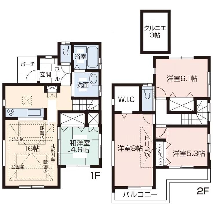 Floor plan. 54,800,000 yen, 4LDK, Land area 100 sq m , Building area 94.46 sq m floor plan