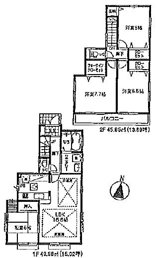 Floor plan. (7 Building), Price 51,800,000 yen, 4LDK, Land area 100.01 sq m , Building area 95.63 sq m