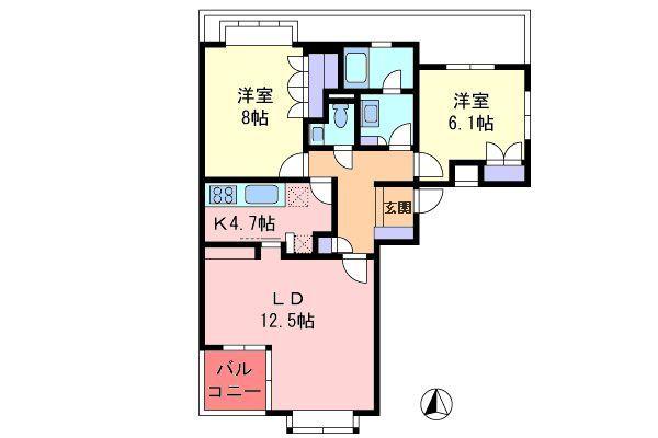 Floor plan. 2LDK, Price 34,500,000 yen, Occupied area 73.16 sq m , Balcony area 3.99 sq m