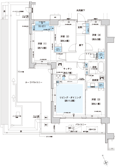 Floor: 4LDK + WIC, the occupied area: 81.73 sq m