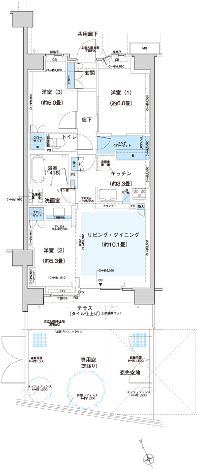 Floor: 3LDK + MC, the area occupied: 66.4 sq m