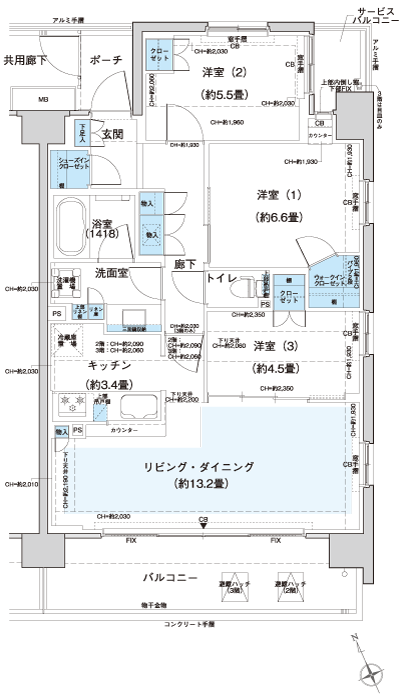 Floor: 3LDK + WIC + SIC, the occupied area: 75 sq m