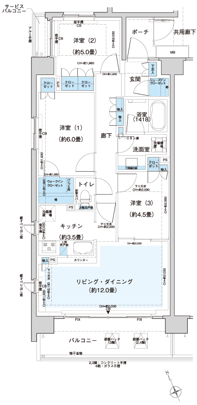 Floor: 3LDK + WIC + SIC, the occupied area: 73.28 sq m