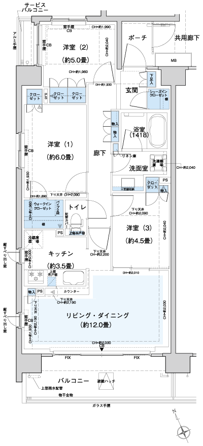 Floor: 3LDK + WIC + SIC, the occupied area: 73.28 sq m