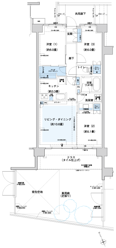 Floor: 3LDK + MC, occupied area: 66.93 sq m