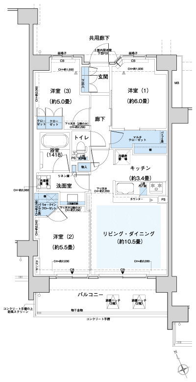 Floor: 3LDK + MC + WIC, the occupied area: 68.71 sq m